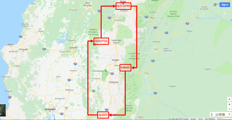 Ecuador - Central Highlands Route Map