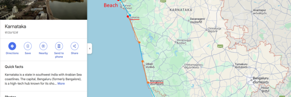 Candolim to Kannur Route Map